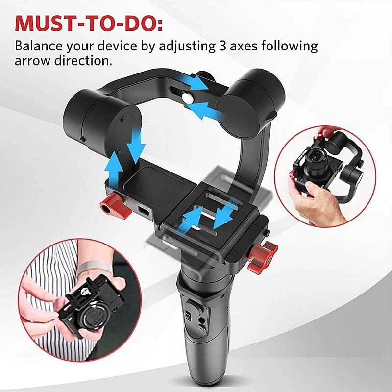 All in 1 3-Axis Gimbal Stabilizer for Compact Camera Action Camera and Smartphone, Compatible All in 1 3-Axis Gimbal Stabilizer for Compact Camera Action Camera and Smartphone, Compatible