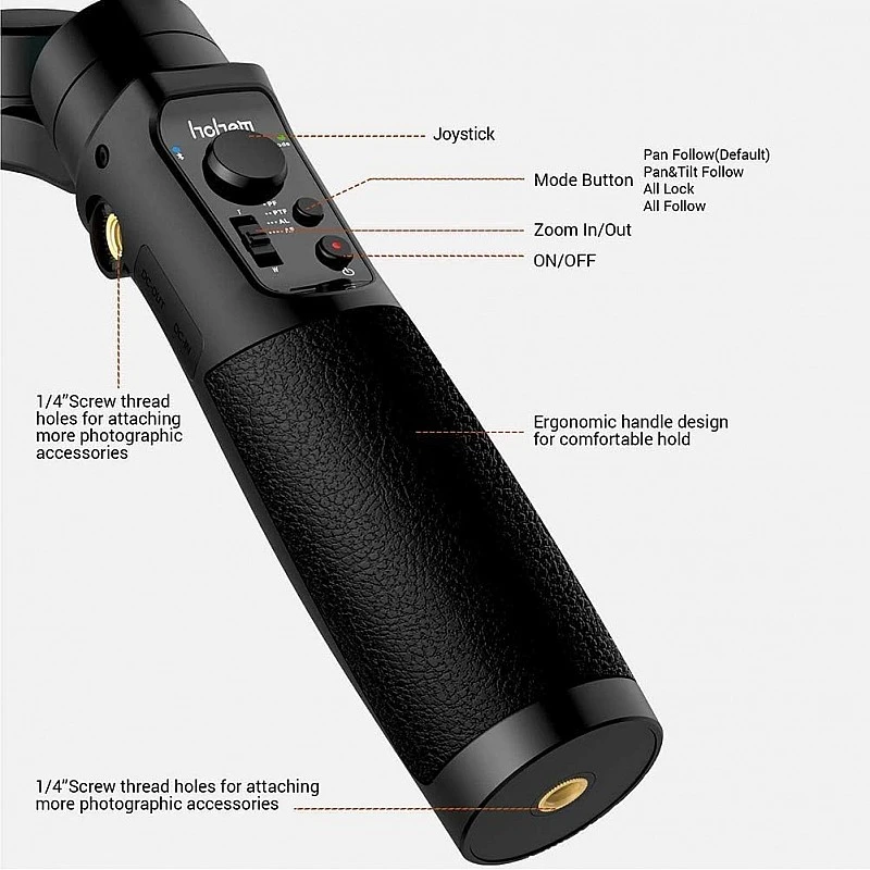 All in 1 3-Axis Gimbal Stabilizer for Compact Camera Action Camera and Smartphone, Compatible All in 1 3-Axis Gimbal Stabilizer for Compact Camera Action Camera and Smartphone, Compatible