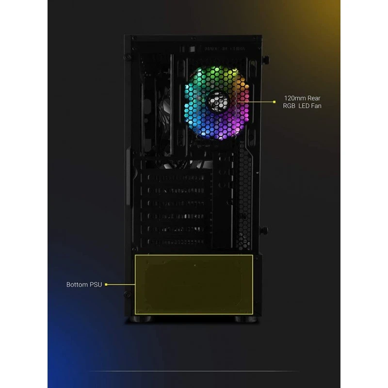 Zebronics Zeb-Sonic PRO Premium Gaming Cabinet Comes with Tempered Glass Front & Side Panel,120mm Rear & Front RGB LED Fan Zebronics Zeb-Sonic PRO Premium Gaming Cabinet Comes with Tempered Glass Front & Side Panel,120mm Rear & Front RGB LED Fan