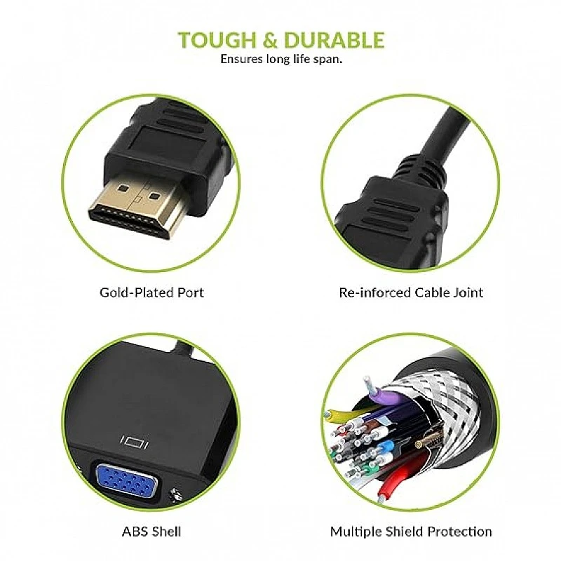 Tizum HDMI to VGA Gold Plated High-Speed 1080P Adapter/Connector/Converter Cable (Male to Female) for Media Players Tizum HDMI to VGA Gold Plated High-Speed 1080P Adapter/Connector/Converter Cable (Male to Female) for Media Players