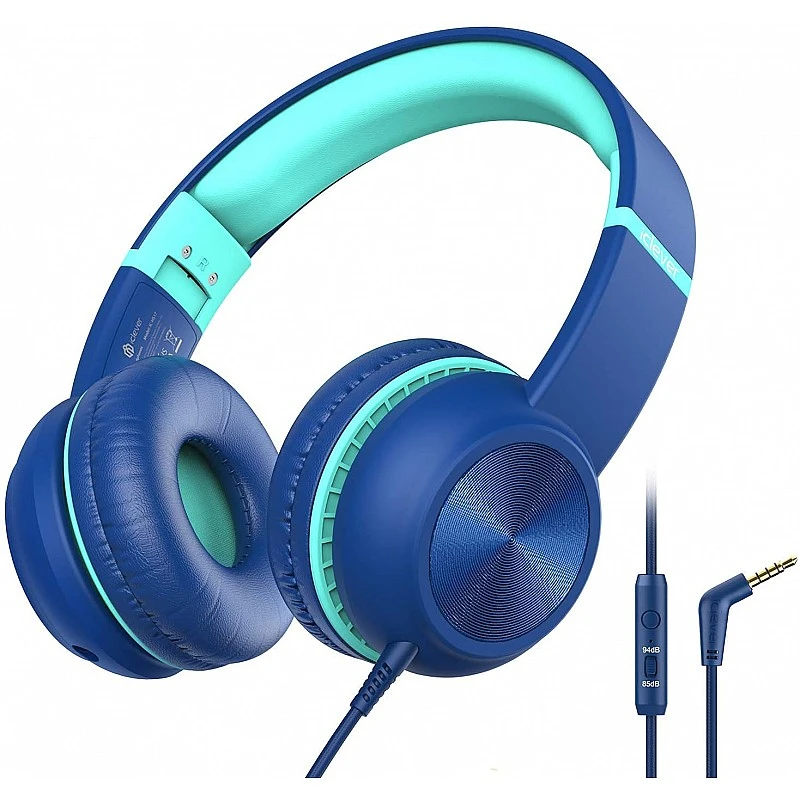 Wired Headphones with Mic - iClever Kids Headphones Foldable Stereo Tangle-Free 3.5mm-Blue Wired Headphones with Mic - iClever Kids Headphones Foldable Stereo Tangle-Free 3.5mm-Blue