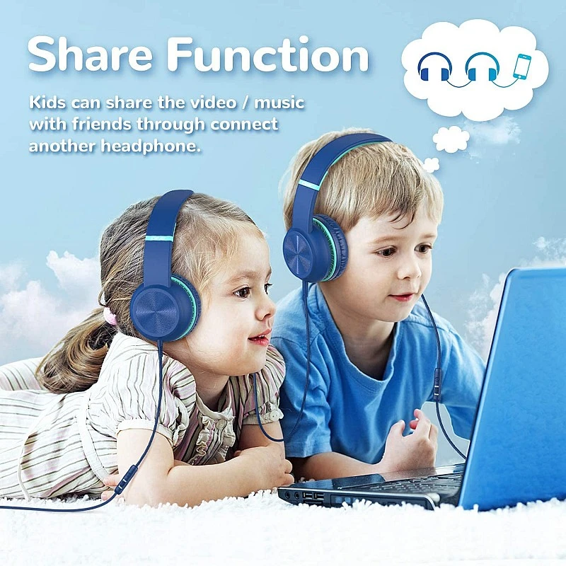 Wired Headphones with Mic - iClever Kids Headphones Foldable Stereo Tangle-Free 3.5mm-Blue Wired Headphones with Mic - iClever Kids Headphones Foldable Stereo Tangle-Free 3.5mm-Blue