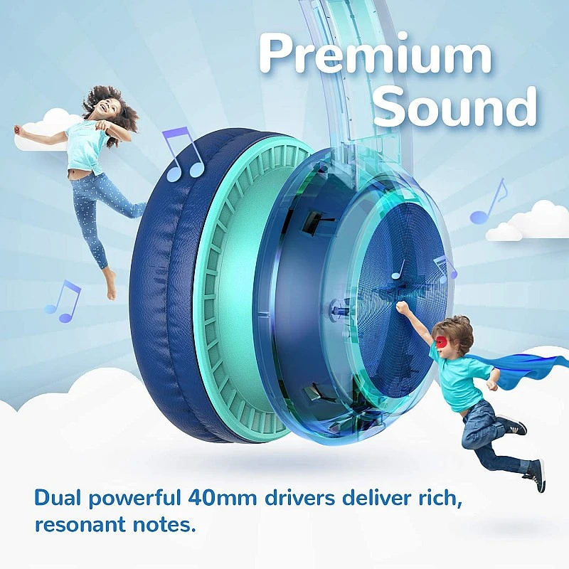 Wired Headphones with Mic - iClever Kids Headphones Foldable Stereo Tangle-Free 3.5mm-Blue Wired Headphones with Mic - iClever Kids Headphones Foldable Stereo Tangle-Free 3.5mm-Blue