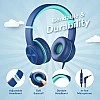 Wired Headphones with Mic - iClever Kids Headphones Foldable Stereo Tangle-Free 3.5mm-Blue Wired Headphones with Mic - iClever Kids Headphones Foldable Stereo Tangle-Free 3.5mm-Blue
