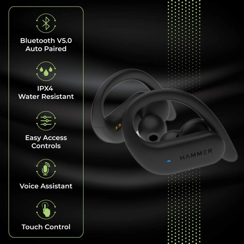 HAMMER KO Latest Sports True Wireless - (Black) HAMMER KO Latest Sports True Wireless - (Black)