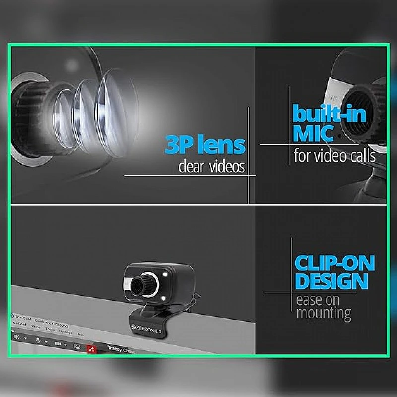 ZEBRONICS Zeb-Crystal Clear Web Camera with 3P Lens,Built-in Microphone ZEBRONICS Zeb-Crystal Clear Web Camera with 3P Lens,Built-in Microphone
