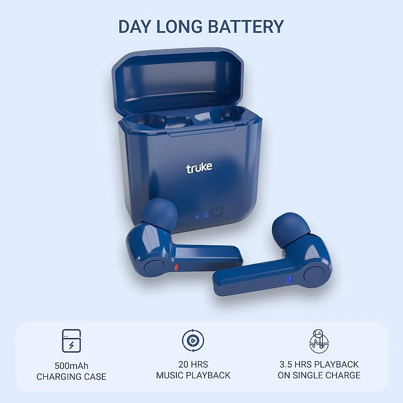 truke Fit Buds Bluetooth Truly Wireless in Ear Earbuds with Mic (TWS)-Blue truke Fit Buds Bluetooth Truly Wireless in Ear Earbuds with Mic (TWS)-Blue