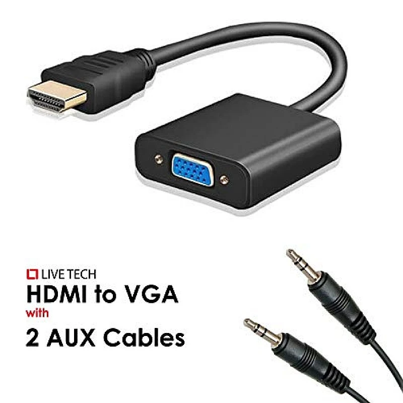 Live Tech HDMI to VGA with 1PC Audio Cable - (Black) Live Tech HDMI to VGA with 1PC Audio Cable - (Black)