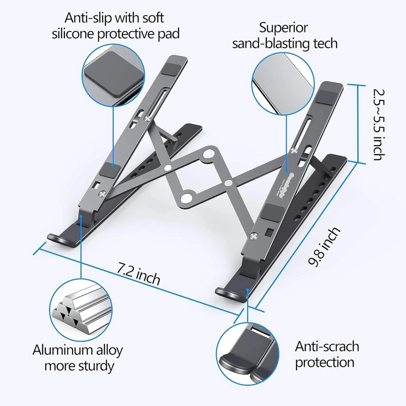 Cosmic Byte Adjustable Aluminum Portable Laptop Rack Stand for Upto 17" laptops, Tablets, Mobiles, Books with Pouch (Dark Grey) Cosmic Byte Adjustable Aluminum Portable Laptop Rack Stand for Upto 17" laptops, Tablets, Mobiles, Books with Pouch (Dark Grey)