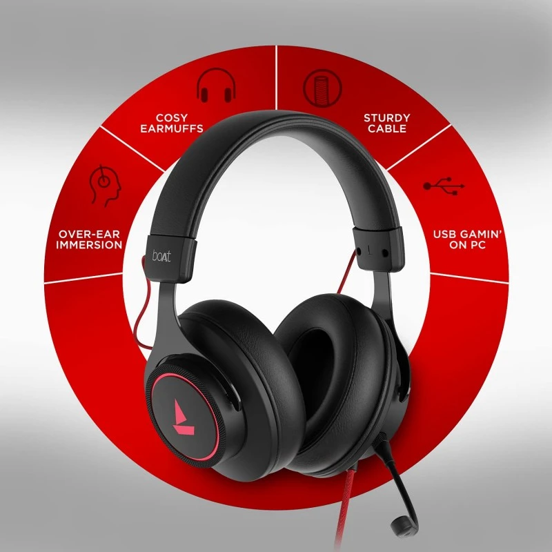 boAt Immortal IM1000D Dual Channel Gaming Wired Over Ear Headphones with mic - (Black Sabre) boAt Immortal IM1000D Dual Channel Gaming Wired Over Ear Headphones with mic - (Black Sabre)