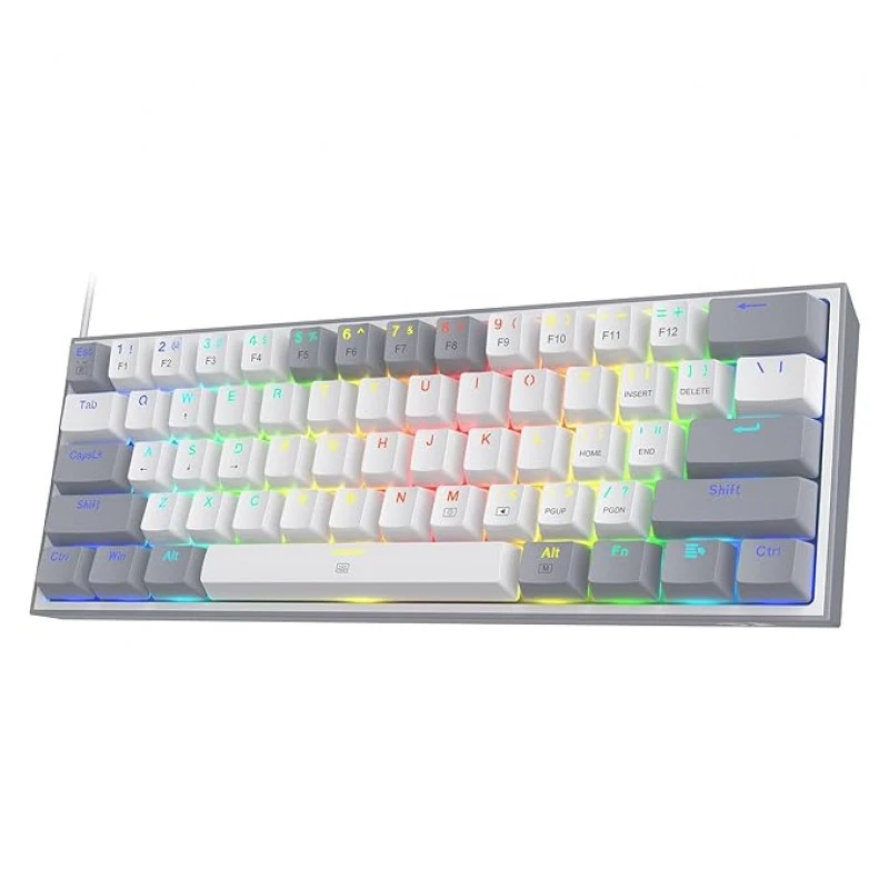 Redragon K617 Fizz 60% Wired RGB Gaming Keyboard, 61 Keys Compact Mechanical Keyboard w/White and Grey Color Keycaps Redragon K617 Fizz 60% Wired RGB Gaming Keyboard, 61 Keys Compact Mechanical Keyboard w/White and Grey Color Keycaps