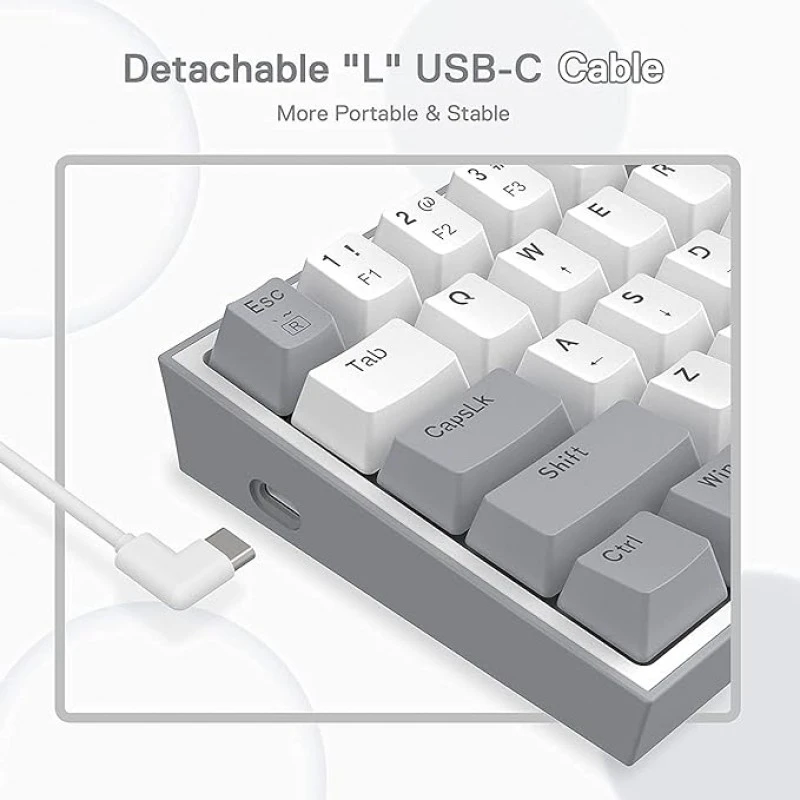 Redragon K617 Fizz 60% Wired RGB Gaming Keyboard, 61 Keys Compact Mechanical Keyboard w/White and Grey Color Keycaps Redragon K617 Fizz 60% Wired RGB Gaming Keyboard, 61 Keys Compact Mechanical Keyboard w/White and Grey Color Keycaps