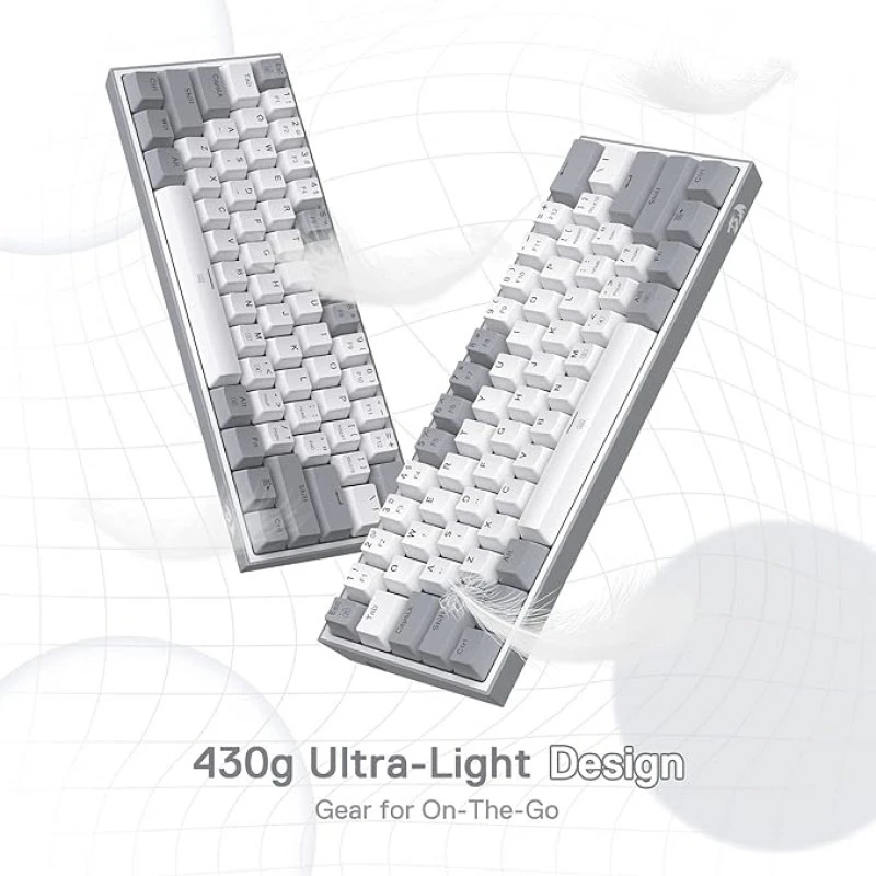 Redragon K617 Fizz 60% Wired RGB Gaming Keyboard, 61 Keys Compact Mechanical Keyboard w/White and Grey Color Keycaps Redragon K617 Fizz 60% Wired RGB Gaming Keyboard, 61 Keys Compact Mechanical Keyboard w/White and Grey Color Keycaps