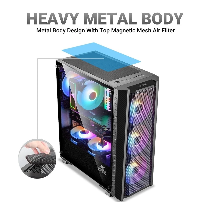 Ant Esports ICE-311MT Mid-Tower ATX Computer Case I Gaming Cabinet Rear Fan Pre-Installed Ant Esports ICE-311MT Mid-Tower ATX Computer Case I Gaming Cabinet Rear Fan Pre-Installed