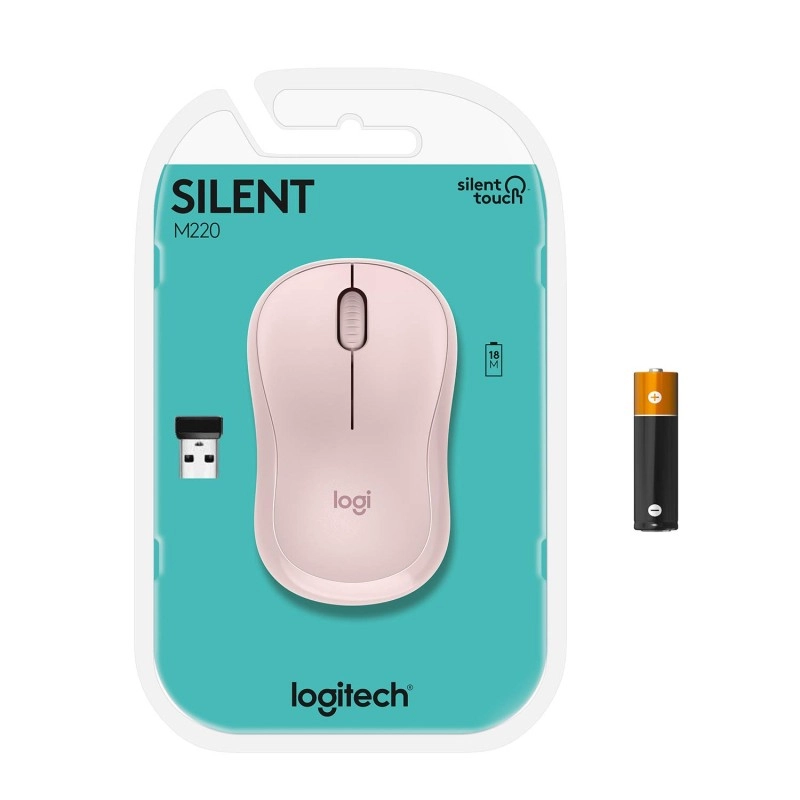 Logitech M221 Wireless Mouse, Silent Buttons, 2.4 GHz - Rose Logitech M221 Wireless Mouse, Silent Buttons, 2.4 GHz - Rose