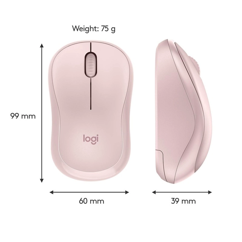 Logitech M221 Wireless Mouse, Silent Buttons, 2.4 GHz - Rose Logitech M221 Wireless Mouse, Silent Buttons, 2.4 GHz - Rose