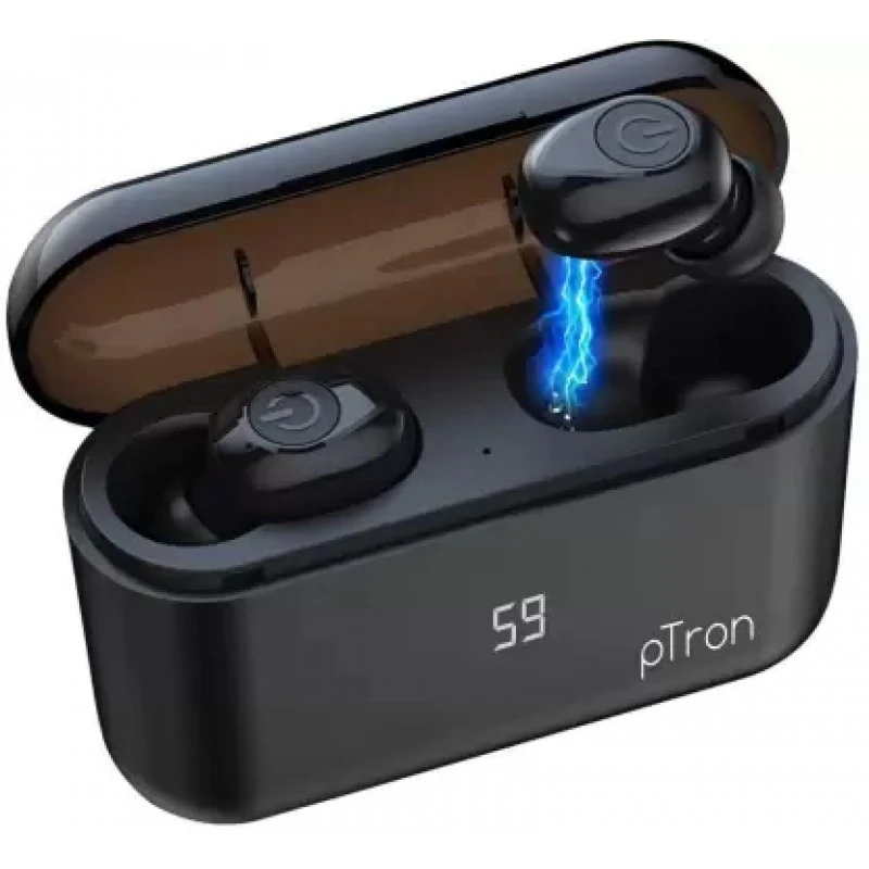PTron Tango True Wireless Waterproof Twins v5.0 Bluetooth Headset (Black, True Wireless) PTron Tango True Wireless Waterproof Twins v5.0 Bluetooth Headset (Black, True Wireless)