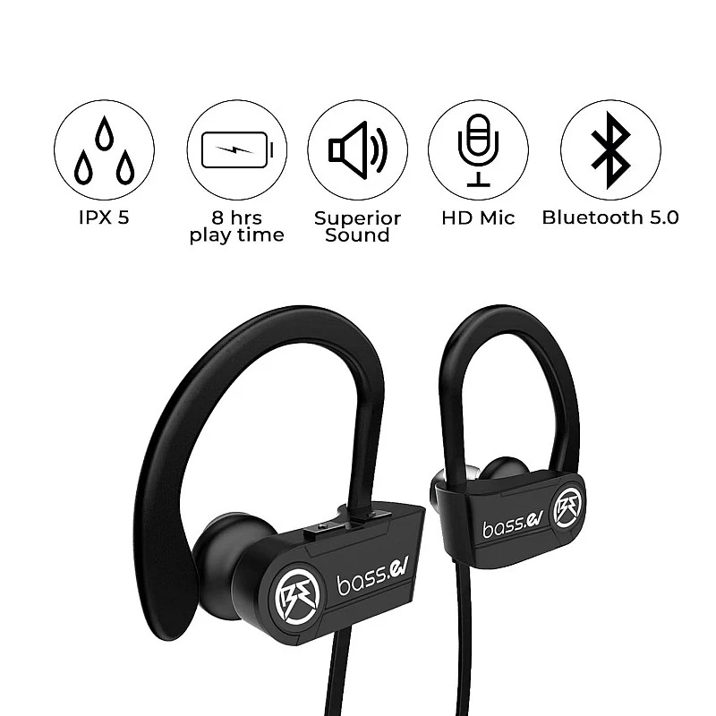 Bass Evolution 2019 Design Hexa Bluetooth 5.0 Wireless Sports Earphones with Mic (Black) Bass Evolution 2019 Design Hexa Bluetooth 5.0 Wireless Sports Earphones with Mic (Black)