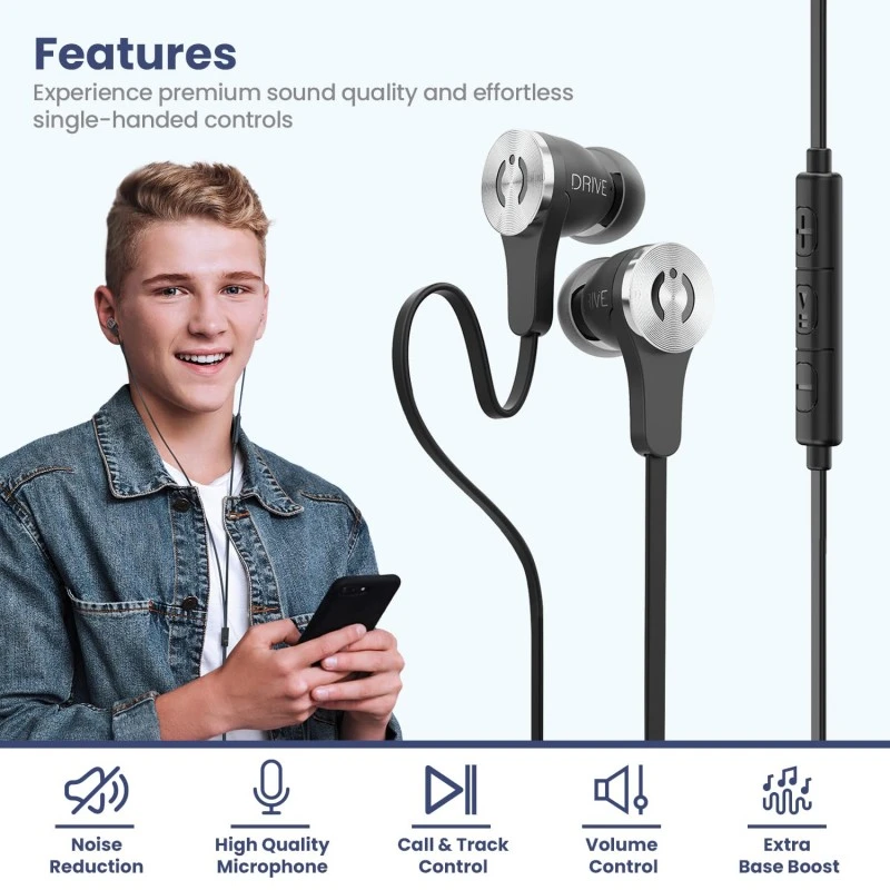 MuveAcoustics Drive MA-1000SB Premium in-Ear Wired Headphones with Mic (Steel Black) MuveAcoustics Drive MA-1000SB Premium in-Ear Wired Headphones with Mic (Steel Black)