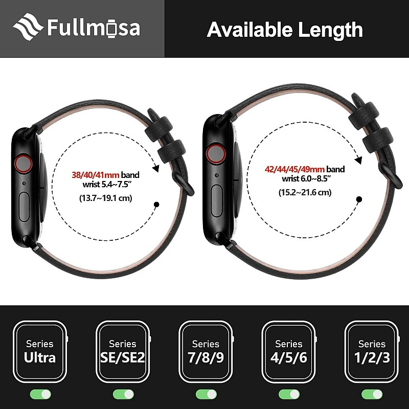 Fullmosa Leather Band Compatible with Apple Watch 49mm 45mm 44mm 42mm 38mm 40mm 41mm Women Men Band Strap for iWatch SE2/SE/Ultra 49mm/8/7/6/5/4/3/2/1,42mm 44mm 45mm 49mm Black Fullmosa Leather Band Compatible with Apple Watch 49mm 45mm 44mm 42mm 38mm 40mm 41mm Women Men Band Strap for iWatch SE2/SE/Ultra 49mm/8/7/6/5/4/3/2/1,42mm 44mm 45mm 49mm Black