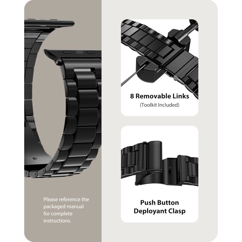 Fullmosa Compatible Apple Watch Band 42mm 44mm 45mm, Stainless Steel iWatch Band with Case for Apple Watch Series 9/8/7/6/5/4/3/2/1/SE/SE2/Ultra 2/Ultra, 42mm 44mm 45mm Black (Watch not Included) Fullmosa Compatible Apple Watch Band 42mm 44mm 45mm, Stainless Steel iWatch Band with Case for Apple Watch Series 9/8/7/6/5/4/3/2/1/SE/SE2/Ultra 2/Ultra, 42mm 44mm 45mm Black (Watch not Included)