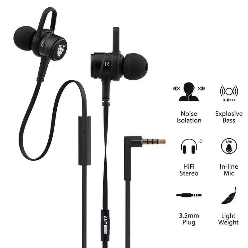 Ant Audio W56 Wired in Ear Earphone with Mic (Black) Ant Audio W56 Wired in Ear Earphone with Mic (Black)