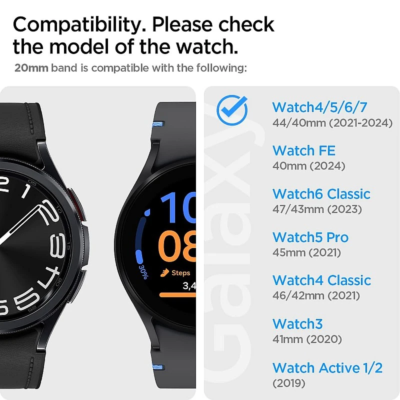 Spigen Modern Fit Strap Designed for Samsung Galaxy Watch 6/5/4 44/40mm, Classic 6 47/43mm, 5 Pro 45mm, 4 Classic 46/42mm, 3 41mm, Active 1&2 - Rose Gold Spigen Modern Fit Strap Designed for Samsung Galaxy Watch 6/5/4 44/40mm, Classic 6 47/43mm, 5 Pro 45mm, 4 Classic 46/42mm, 3 41mm, Active 1&2 - Rose Gold