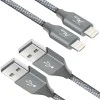 Wayona Nylon Braided (2 Pack) Long Lightning To Usb A Syncing And Fast Charging Data Cable For Iphone, Ipad Tablet (3Ft+6Ft Pack Of 2, Grey) Wayona Nylon Braided (2 Pack) Long Lightning To Usb A Syncing And Fast Charging Data Cable For Iphone, Ipad Tablet (3Ft+6Ft Pack Of 2, Grey)