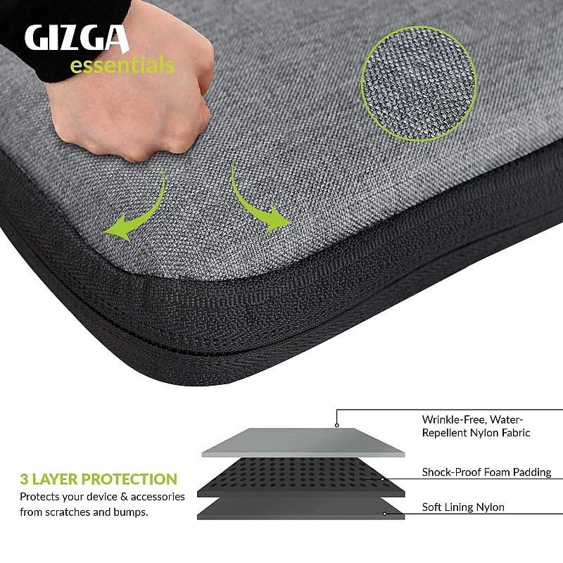 Gizga Essentials Laptop Bag Sleeve Case Cover Pouch with Handle for 15.6 inches Laptop, Padded Laptop Compartment, Premium Zipper Closure Water Repellent Nylon Fabric, Grey Gizga Essentials Laptop Bag Sleeve Case Cover Pouch with Handle for 15.6 inches Laptop, Padded Laptop Compartment, Premium Zipper Closure Water Repellent Nylon Fabric, Grey
