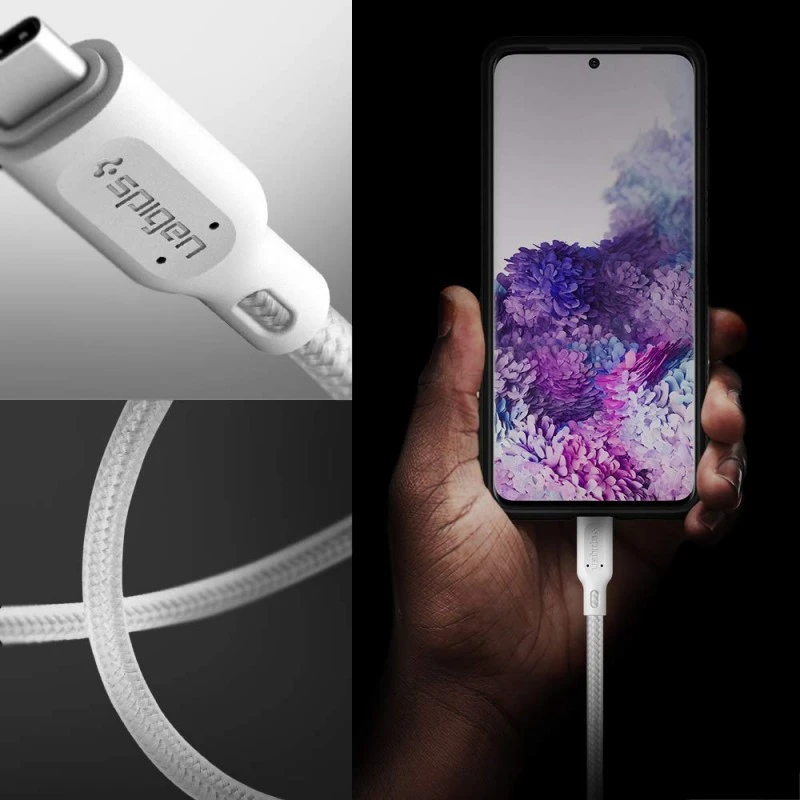 Spigen USB-C to C 3.2 Gen 1 Cable Official E-Mark, 100W & 5Gbps Compatible with Macbook, iPad, Galaxy, OnePlus, Pixel (1m) - White Spigen USB-C to C 3.2 Gen 1 Cable Official E-Mark, 100W & 5Gbps Compatible with Macbook, iPad, Galaxy, OnePlus, Pixel (1m) - White