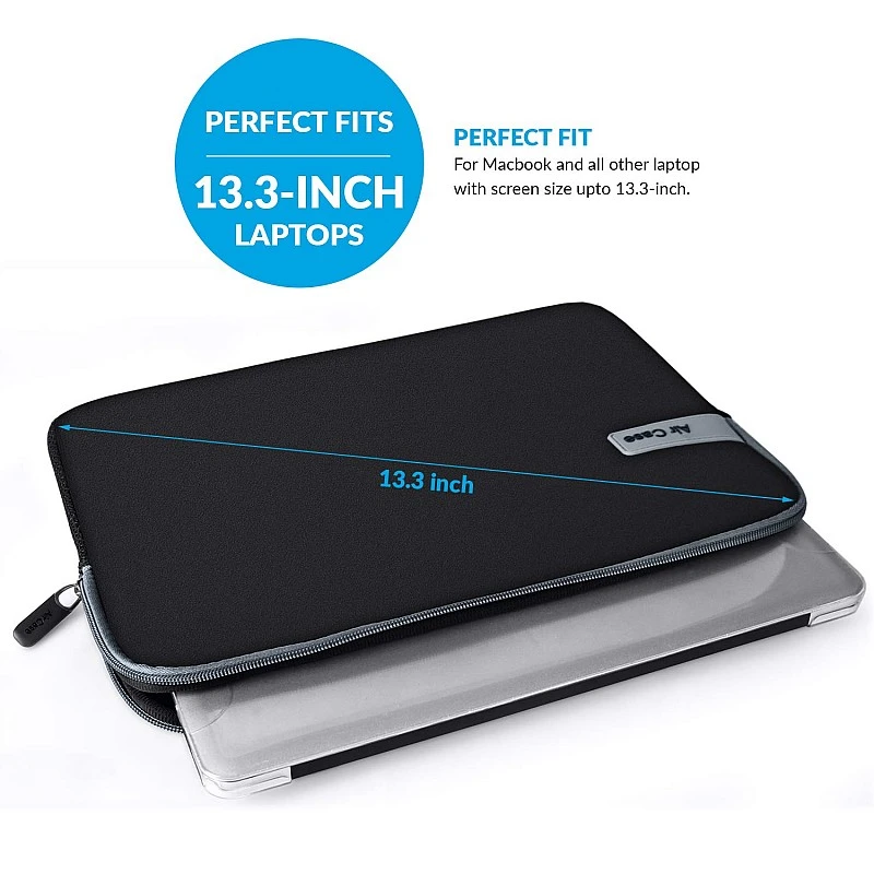 AirCase 13.3" Laptop Sleeve, Fits MacBook Pro/Air M1/M2, Wrinkle-Free, Padded, Water-Resistant Neoprene, for Men & Women, Black AirCase 13.3" Laptop Sleeve, Fits MacBook Pro/Air M1/M2, Wrinkle-Free, Padded, Water-Resistant Neoprene, for Men & Women, Black