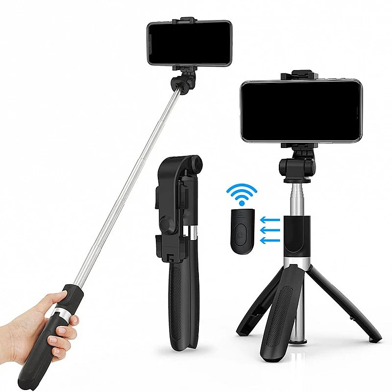JOYSEUS Selfie Stick, Extendable Selfie Stick with Tripod Stand and Detachable Wireless Bluetooth Remote, Ultra Compact Selfie Stick for Mobile and All Smart Phones – Black JOYSEUS Selfie Stick, Extendable Selfie Stick with Tripod Stand and Detachable Wireless Bluetooth Remote, Ultra Compact Selfie Stick for Mobile and All Smart Phones – Black