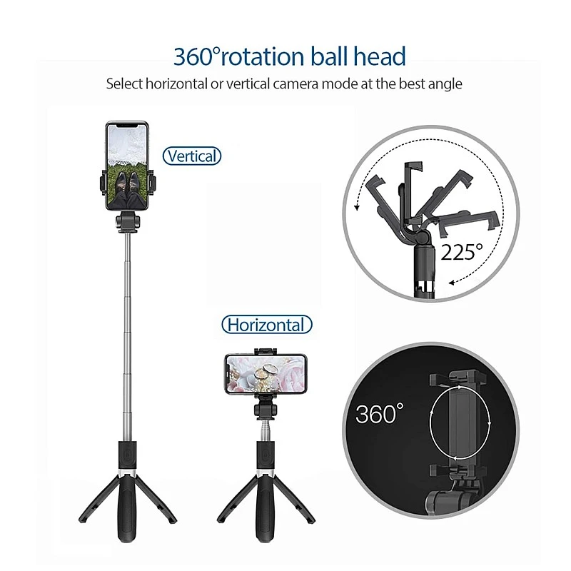 JOYSEUS Selfie Stick, Extendable Selfie Stick with Tripod Stand and Detachable Wireless Bluetooth Remote, Ultra Compact Selfie Stick for Mobile and All Smart Phones – Black JOYSEUS Selfie Stick, Extendable Selfie Stick with Tripod Stand and Detachable Wireless Bluetooth Remote, Ultra Compact Selfie Stick for Mobile and All Smart Phones – Black