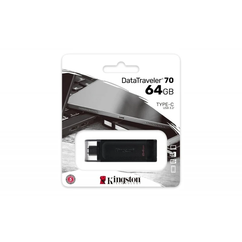 Kingston DataTraveler 70 64GB Portable and Lightweight USB-C flashdrive with USB 3.2 Gen 1 speeds DT70/64GB Kingston DataTraveler 70 64GB Portable and Lightweight USB-C flashdrive with USB 3.2 Gen 1 speeds DT70/64GB
