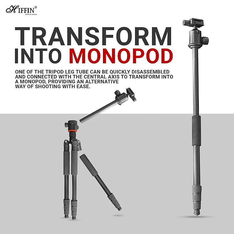 Hiffin HF-550 Tripod, 65 inches Special Quality Camera Tripod for Canon Nikon DSLR, Aluminum Alloy Tripod with 360 Degree Ball Head, Professional Tripod for Travel and Work (Black) Hiffin HF-550 Tripod, 65 inches Special Quality Camera Tripod for Canon Nikon DSLR, Aluminum Alloy Tripod with 360 Degree Ball Head, Professional Tripod for Travel and Work (Black)