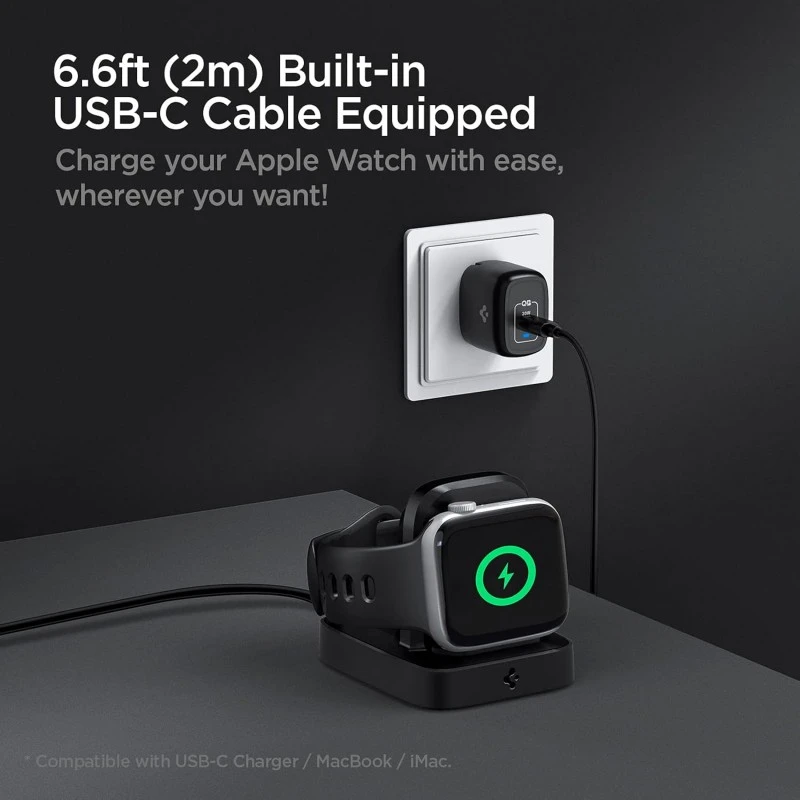 Spigen Pf2002 Apple Watch USB Charger Compatible With All Apple Watch Series - Black Spigen Pf2002 Apple Watch USB Charger Compatible With All Apple Watch Series - Black