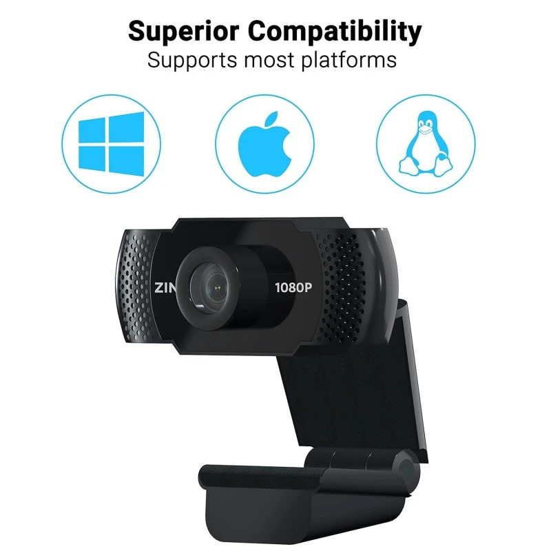 Zinq Full HD 1080P 2.1 Megapixel 30 FPS USB Webcam with Built-in Mic, Plug and Play for PC/Mac/Laptop Video Calling for Skype, Meet, FaceTime, WebEx, Zoom, Microsoft Teams Zinq Full HD 1080P 2.1 Megapixel 30 FPS USB Webcam with Built-in Mic, Plug and Play for PC/Mac/Laptop Video Calling for Skype, Meet, FaceTime, WebEx, Zoom, Microsoft Teams