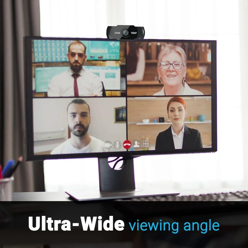 Zinq Full HD 1080P 2.1 Megapixel 30 FPS USB Webcam with Built-in Mic, Plug and Play for PC/Mac/Laptop Video Calling for Skype, Meet, FaceTime, WebEx, Zoom, Microsoft Teams Zinq Full HD 1080P 2.1 Megapixel 30 FPS USB Webcam with Built-in Mic, Plug and Play for PC/Mac/Laptop Video Calling for Skype, Meet, FaceTime, WebEx, Zoom, Microsoft Teams
