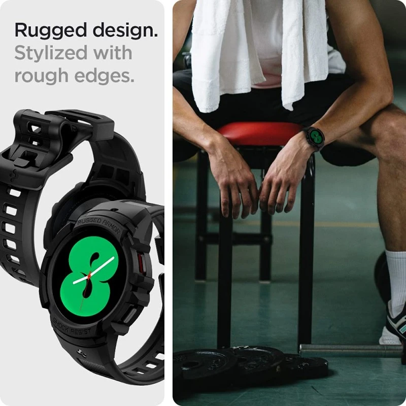 Spigen TPU Rugged Armor Pro Strap & Case Designed for Samsung Galaxy Watch 5/4 (44mm, Black) (Watch not included) Spigen TPU Rugged Armor Pro Strap & Case Designed for Samsung Galaxy Watch 5/4 (44mm, Black) (Watch not included)