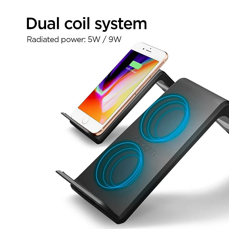 Spigen 10W, F303W 2Nd Ver Wireless, Usb Charger Fast Qi Certified Charging Pad Compatible For Iphone, Galaxy, Oneplus & Other Qi Devices - (Black) Spigen 10W, F303W 2Nd Ver Wireless, Usb Charger Fast Qi Certified Charging Pad Compatible For Iphone, Galaxy, Oneplus & Other Qi Devices - (Black)