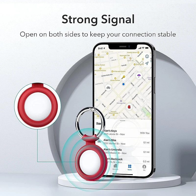ESR Tag Keychain, Silicone Case Compatible with AirTag (2021), 2 Pack, Soft and Flexible Tag Holder, Portable Protective Cover, Keeps Signal Strong, Cloud Series,Black/Red ESR Tag Keychain, Silicone Case Compatible with AirTag (2021), 2 Pack, Soft and Flexible Tag Holder, Portable Protective Cover, Keeps Signal Strong, Cloud Series,Black/Red
