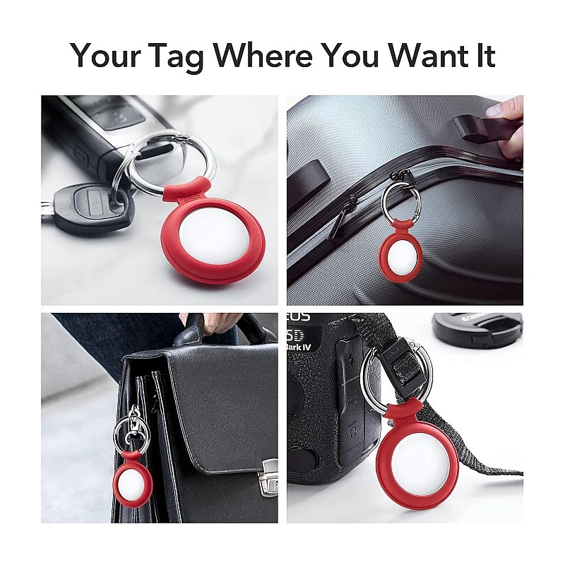 ESR Tag Keychain, Silicone Case Compatible with AirTag (2021), 2 Pack, Soft and Flexible Tag Holder, Portable Protective Cover, Keeps Signal Strong, Cloud Series,Black/Red ESR Tag Keychain, Silicone Case Compatible with AirTag (2021), 2 Pack, Soft and Flexible Tag Holder, Portable Protective Cover, Keeps Signal Strong, Cloud Series,Black/Red