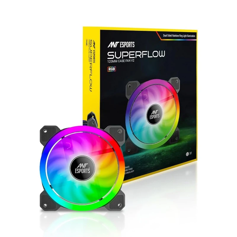 Ant Esports Superflow 120 ARGB V2, RGB Sync, Hydro Bearing, PWM Control, 1200 RPM Case Fan/Cooler Ant Esports Superflow 120 ARGB V2, RGB Sync, Hydro Bearing, PWM Control, 1200 RPM Case Fan/Cooler