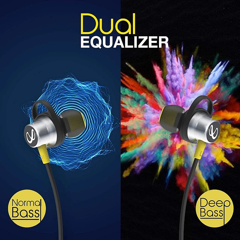 Infinity - JBL Glide 120, in Ear Wireless Earphones with Mic, Deep Bass, Dual Equalizer, 12mm Drivers, Premium Metal Earbuds, Comfortable Flex Neckband, Bluetooth 5.0, IPX5 Sweatproof (Black & Yellow) Infinity - JBL Glide 120, in Ear Wireless Earphones with Mic, Deep Bass, Dual Equalizer, 12mm Drivers, Premium Metal Earbuds, Comfortable Flex Neckband, Bluetooth 5.0, IPX5 Sweatproof (Black & Yellow)