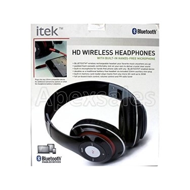 itek HD Wireless Bluetooth Headphones With Mic For iPad , iPhone, ANDROID Phones - Black itek HD Wireless Bluetooth Headphones With Mic For iPad , iPhone, ANDROID Phones - Black