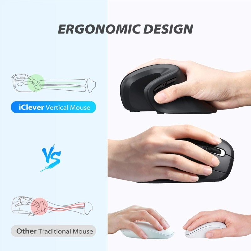 iClever Ergonomic Mouse, Vertical Mouse 6 Buttons Adjustable DPI - Black iClever Ergonomic Mouse, Vertical Mouse 6 Buttons Adjustable DPI - Black