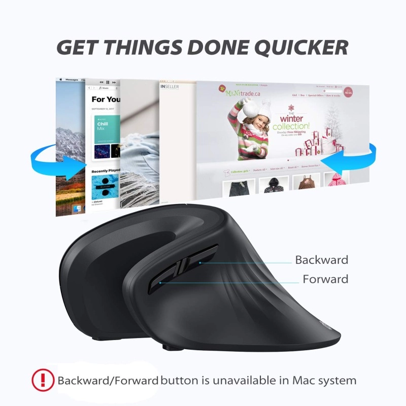 iClever Ergonomic Mouse, Vertical Mouse 6 Buttons Adjustable DPI - Black iClever Ergonomic Mouse, Vertical Mouse 6 Buttons Adjustable DPI - Black
