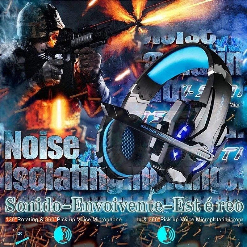 Kotion Each: Over The Ear Wired Headsets With Mic & Led - G9000 Edition For Pc/Ipad/Iphone/Tablets/Mobile Phones (Black/Blue) Kotion Each: Over The Ear Wired Headsets With Mic & Led - G9000 Edition For Pc/Ipad/Iphone/Tablets/Mobile Phones (Black/Blue)