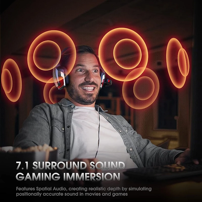 Hunterspider Gaming Headset Headphones for PS4 PS5 Switch Xbox One PC with Microphone, Noise Reduction Surround Sound & LED Light (Red) Hunterspider Gaming Headset Headphones for PS4 PS5 Switch Xbox One PC with Microphone, Noise Reduction Surround Sound & LED Light (Red)