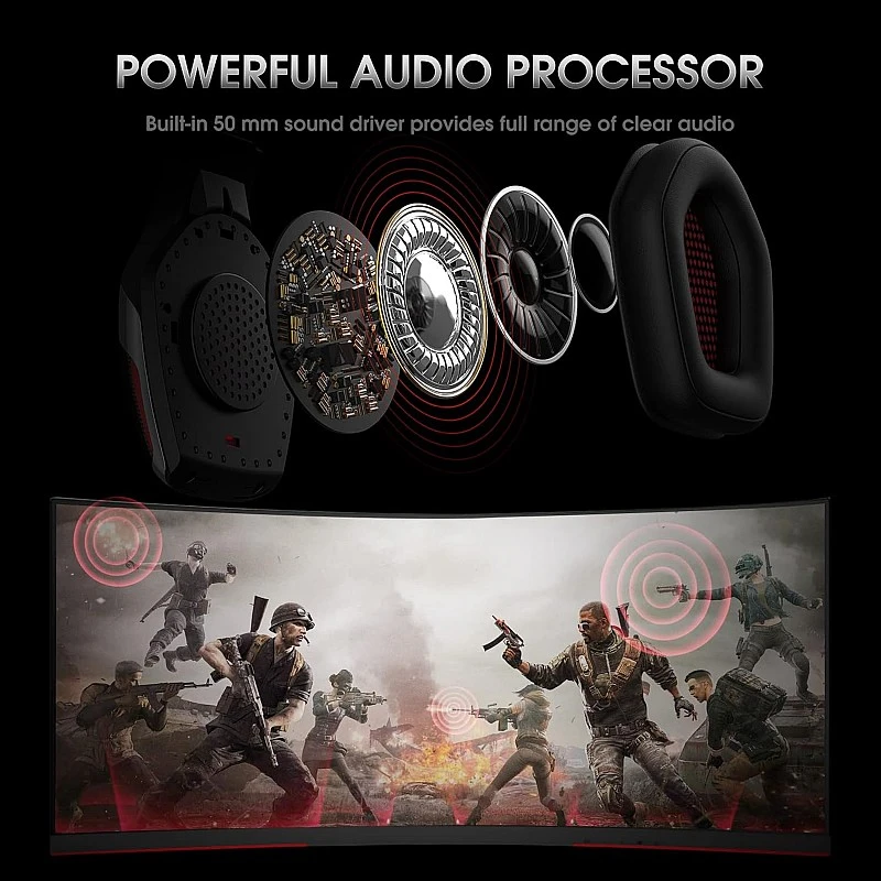 Hunterspider Gaming Headset Headphones for PS4 PS5 Switch Xbox One PC with Microphone, Noise Reduction Surround Sound & LED Light (Red) Hunterspider Gaming Headset Headphones for PS4 PS5 Switch Xbox One PC with Microphone, Noise Reduction Surround Sound & LED Light (Red)